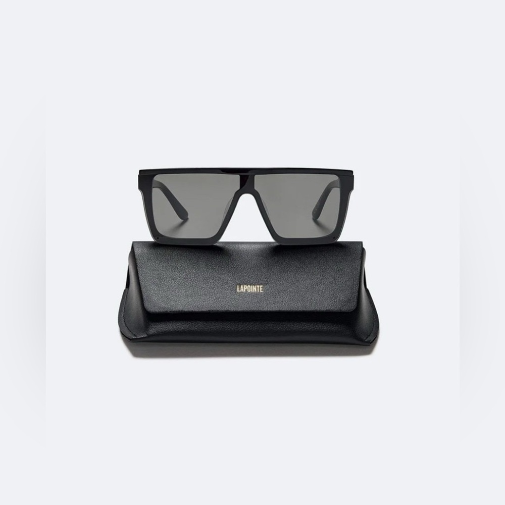 LAPOINTE LA-SUNGLASS Black Thick Rimmed Oversized Designer Square Frame (J26)